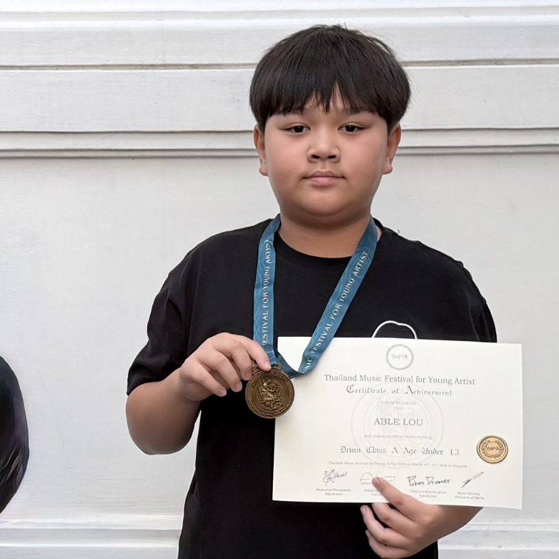 Able Lou drums gold medal Thailand Music Festival Wellington College Bangkok