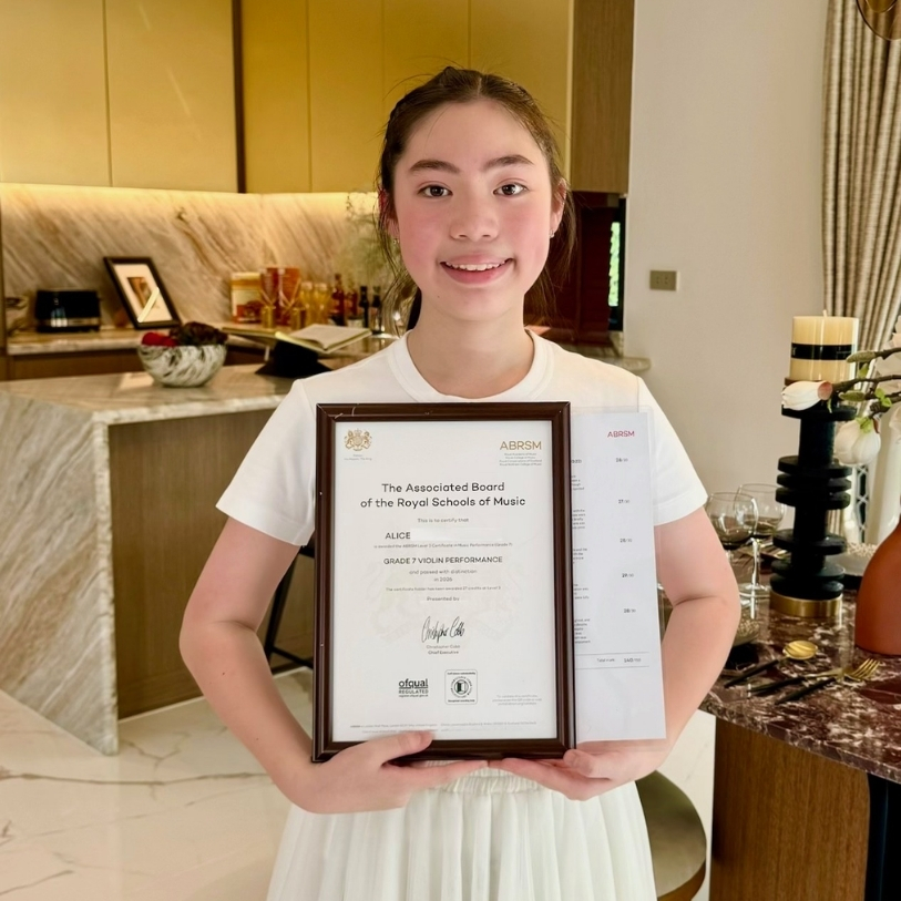 Alice violin ABRSM Grade 7 distinction Wellington College Bangkok performing arts