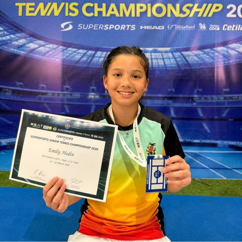 Emily Year 7 tennis FOBISIA and Bangkok championship Wellington College Bangkok